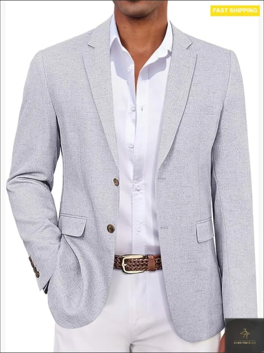 Lightweight Linen Blazer Sport Coat Classic Tailored Fit Business Casual